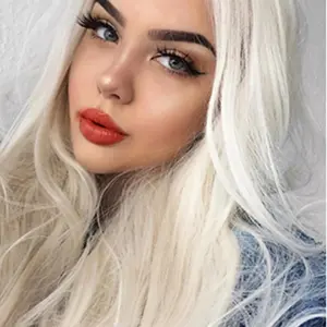 Platinum gold front lace wig suitable for women's long wavy gold lace wig U part synthetic fiber heat-resistant wig fully machine made role-playing wig