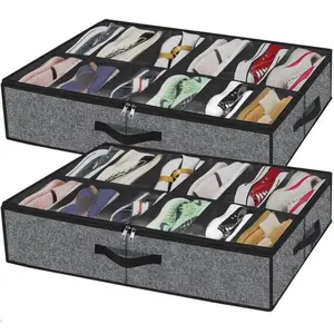 Foldable Shoe Storage Box – 2 Pack, 12-Grid Shoe Organizer for Bedroom, Closet, Dormitory, Home Storage & Shoe Organization 1Count