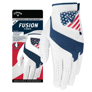 Callaway Golf Men's Team USA Fusion Golf Glove in White/Navy/Red | Size: Cadet Medium/Large