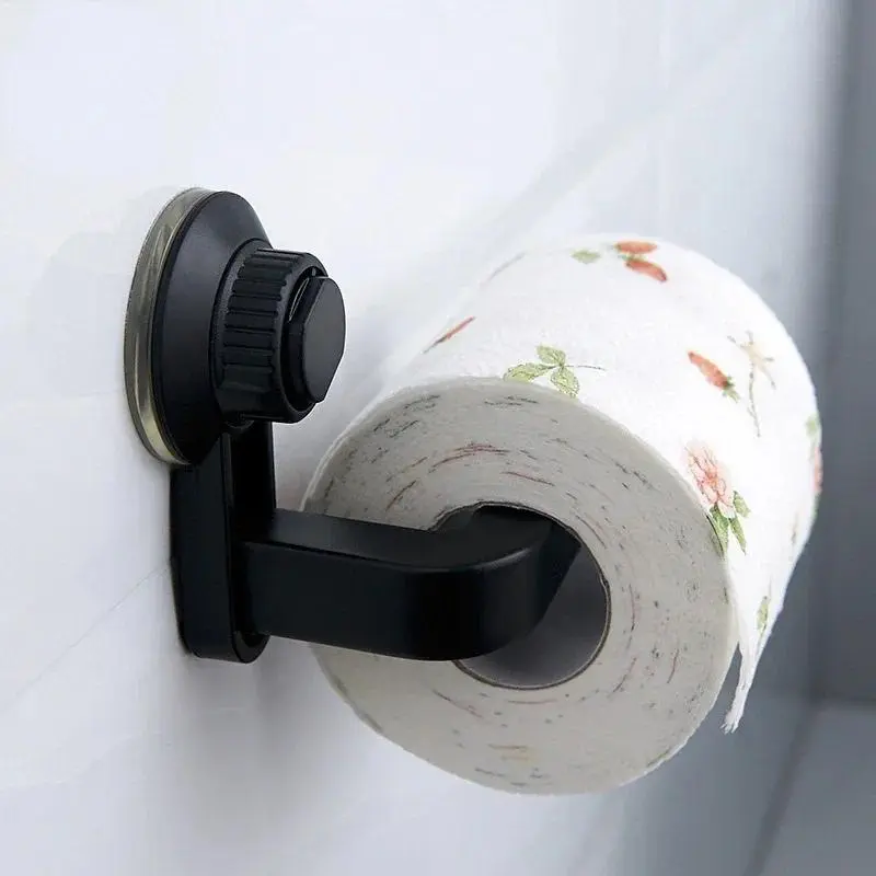 High-Quality ABS Suction Cup Toilet Paper Holder, Wall-Mounted No-Punching Tissue Roll Dispenser for Bathroom, Kitchen Accessories, As Shown