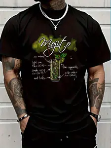 100% Cotton Mojito Cocktail Ingredients - Cool Bartender Or Waitstaff T-Shirt Women's Men's Graphic Tee Crew Neck summer vacation Tops