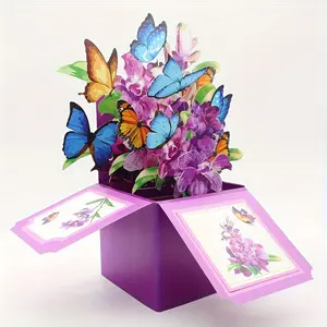A Purple Phalaenopsis Orchid - Perfect for Teacher's Day, Christmas, Birthday Parties & Gifting to Elders/Friends/Anyone - Decorative Display with 3D Flower Box Card