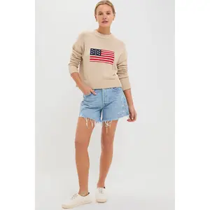 Cropped Beachwood Cotton Americana Sweater