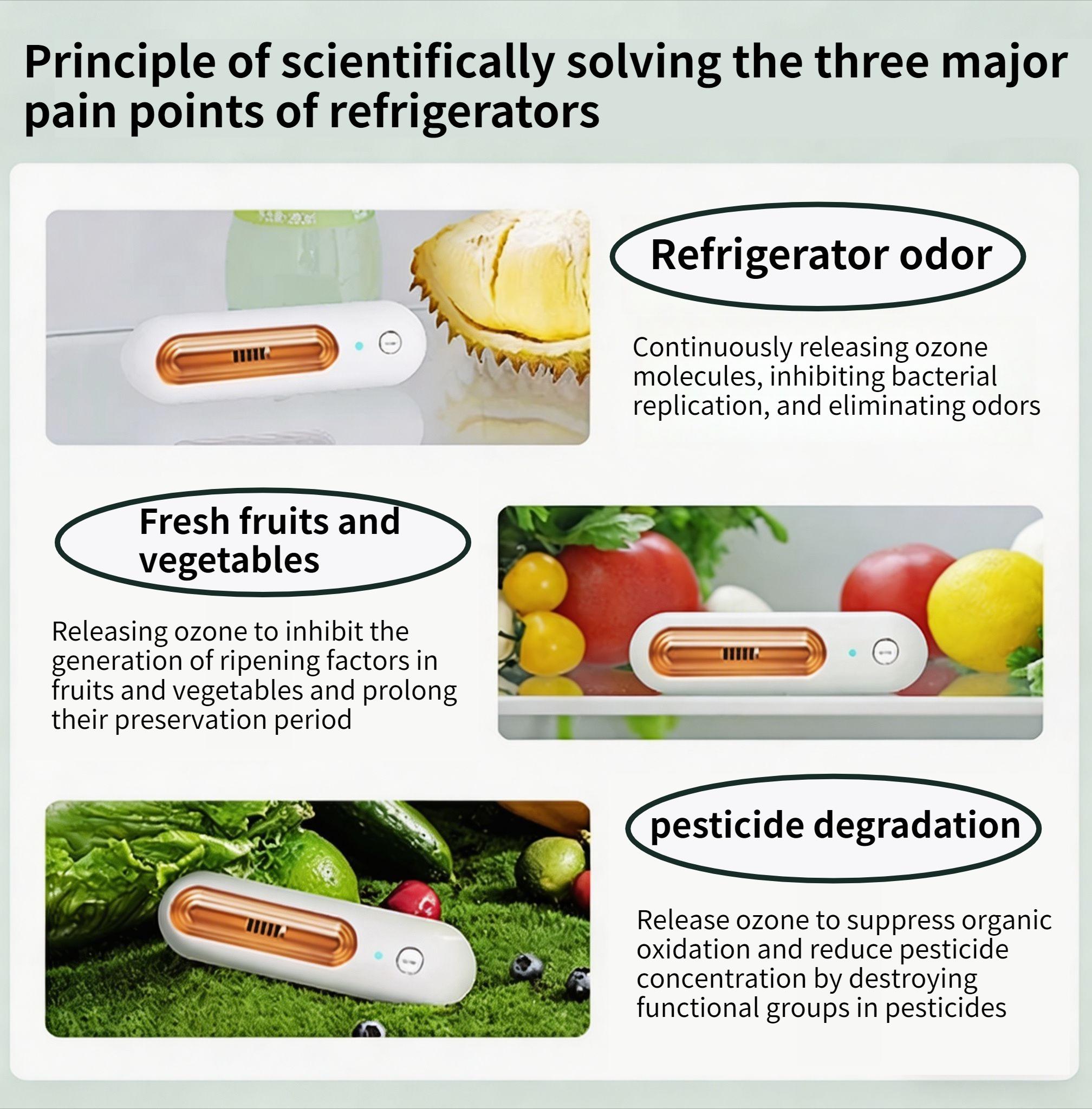 Portable Ozone Purifier for Refrigerator, Eliminate Bacteria & Odors,Suitable for refrigerators, fruit and vegetable air purifiers