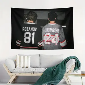 Vintage Heated Rivalry 3x5ft Flag Premium Polyester Tapestry Ilya Rozanov, Shane Hollander Art Print Wall Hanging for College Dorm Man Cave Decor Banner with 4 Grommets Solid Color Decorative Decoration Modern Stripe Design Size