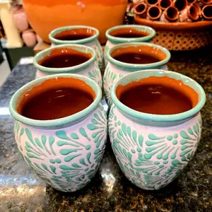 6 terracotta cielito lindo talavera 1 liter capacity flower vases  handmade in puebla méxico