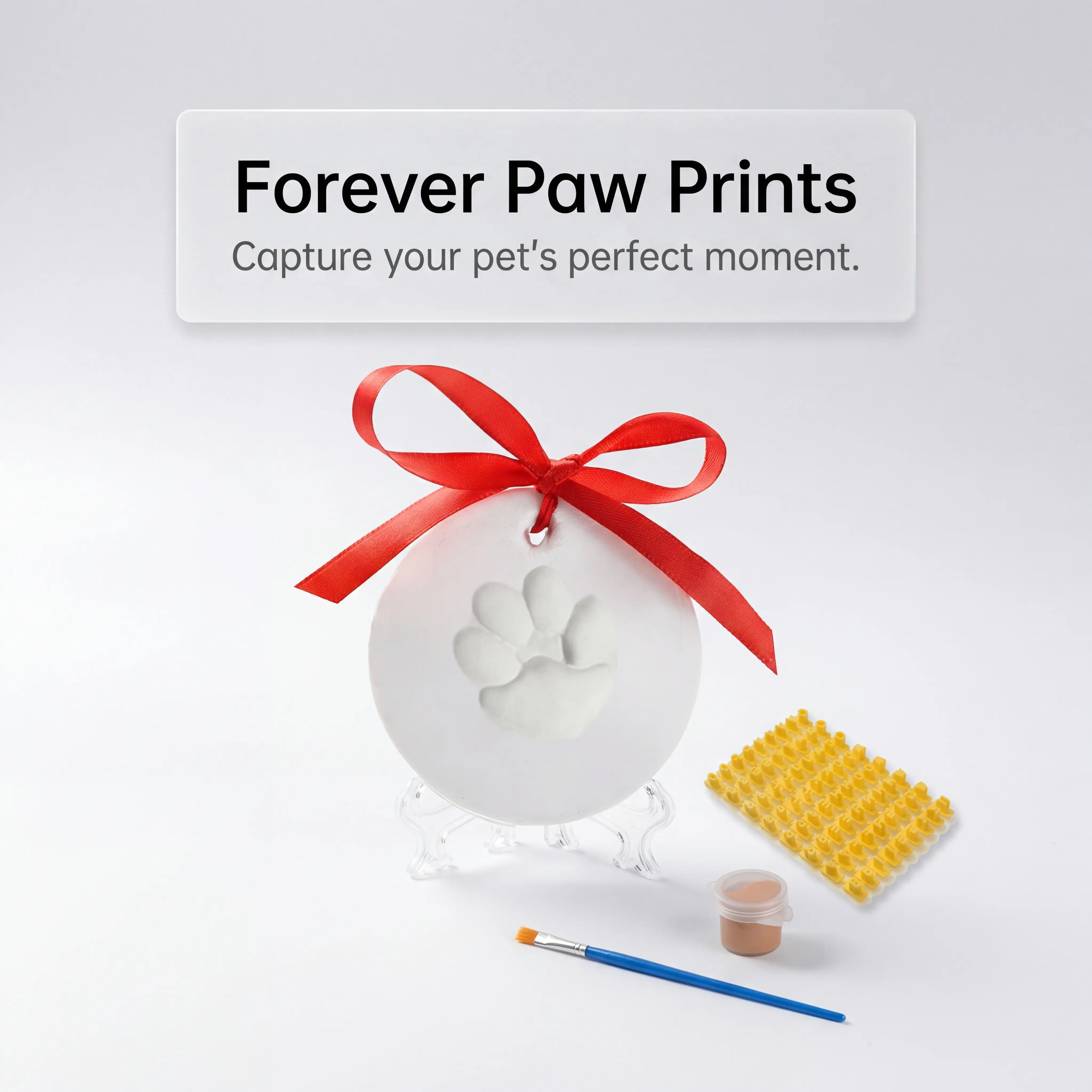 Pet Memorial Paw Print Clay Keepsake Kit - No Baking Needed, Safe DIY Impression Ornament, Heartfelt Gift for Dog & Cat Owners