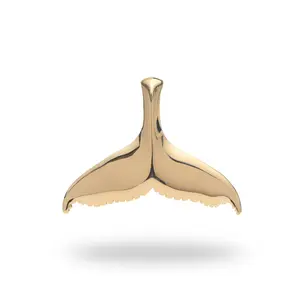 Whale Tail Pendant in Gold - 35mm
