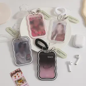 Clear Card Holder with Keychain, 1 Count Lovely Simple Style Card Protector, Identification Badges & Supplies for Students & Office Workers