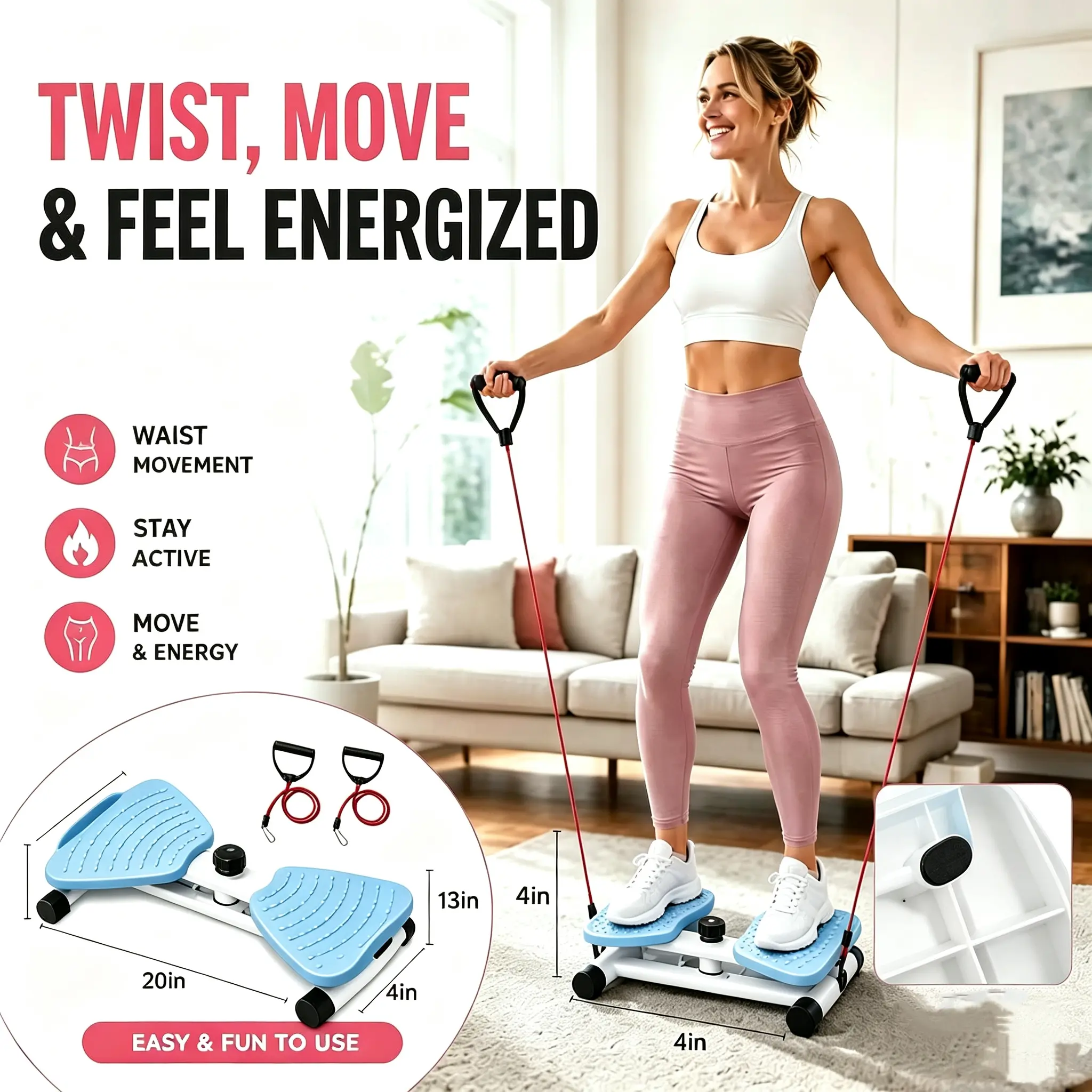 Upgrade Your Home Activity Routine with This Rotating Twist Board, Innovative Design with Resistance Band and Massage Texture for Fun Indoor Practice Moments