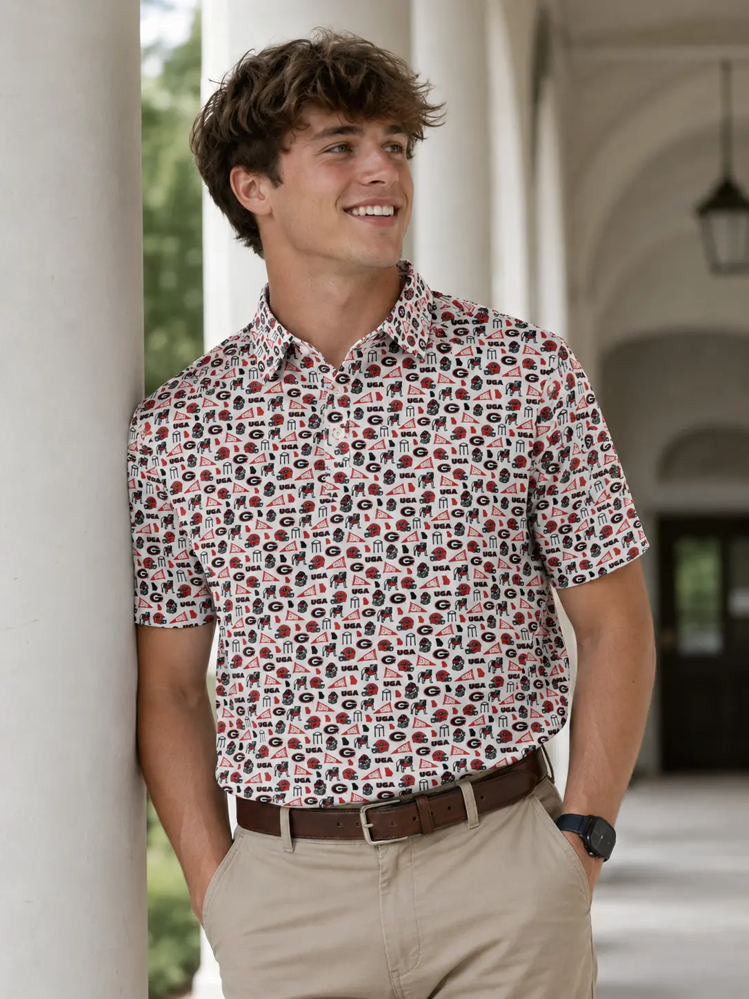 The Georgia Gameday Polo, Men's Short Sleeve Performance Polo, Golf Polo Shirt, Men's Short Sleeve Polo, 3D All Over Print Shirt, Gift For Men