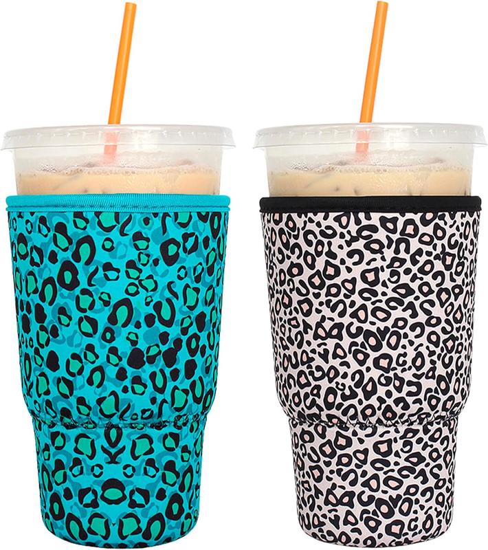 2 Pack Iced Coffee Sleeves - Insulator Sleeve for Large Size Cold Beverages, Neoprene Cup Holder for , Dunkin Coffee, More (Paw print, Large 32oz) 2 Pack Iced Coffee Sleeves - Insulator Sleeve for Large Size Cold Beverages, Neoprene Cup Holder for , Dunkin Coffee, More (Paw print, Large 32oz)
