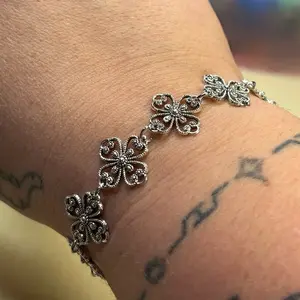 Handmade Clover Shaped Bracelet & Ring Combo with Sparkly Silver Charms for Statement Jewelry