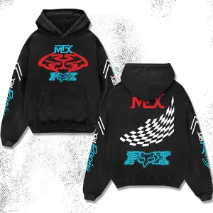 Retro Fox MTX Racing Men's Hoodie Cotton, Motor World Championship Enthusiast, Apparel Streetwear Racing Team, Motocross Motobike Riders Supermotor MotoGear Clothing, Off-Road For Dirt Bike Fan