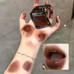 Lip & Cheek Dual-use Cream Mud Matte Mist Velvet Lipstick Dark Red Brown Jelly Filling Solid Lip Gloss Blush Cream Tint Makeup