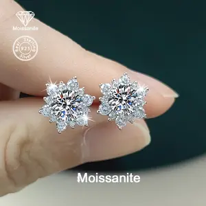 S925 Silver 1-Carat White Moissanite Snowflake Earrings for Women, Perfect Gifts for Birthdays, Valentine'S Day, Teacher'S Day, Christmas, New Year, Daily Wear, Vacations, Parties, And Weddings; Easy Yet Luxurious Women'S Jewelry That Spark