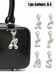 Silver Color Letter Pendant with Heart Accents, Bag Decoration, A-Z Letters, Multifunctional Keychain, Keychain for Bags, Perfect Gift for Birthday