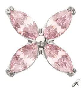 Tetrad Marquise Light Pink CZ Internally Threaded Titanium Top