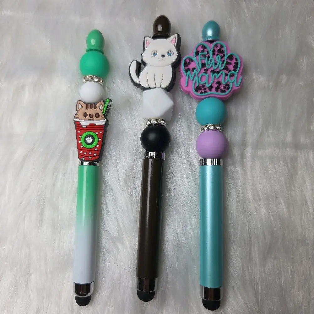Handmade Silicone Beaded Stylus Pen - Smooth Cat-Themed Writing Tool, Computer & Tablet Accessories, Ideal Birthday Gift for Cat Lovers