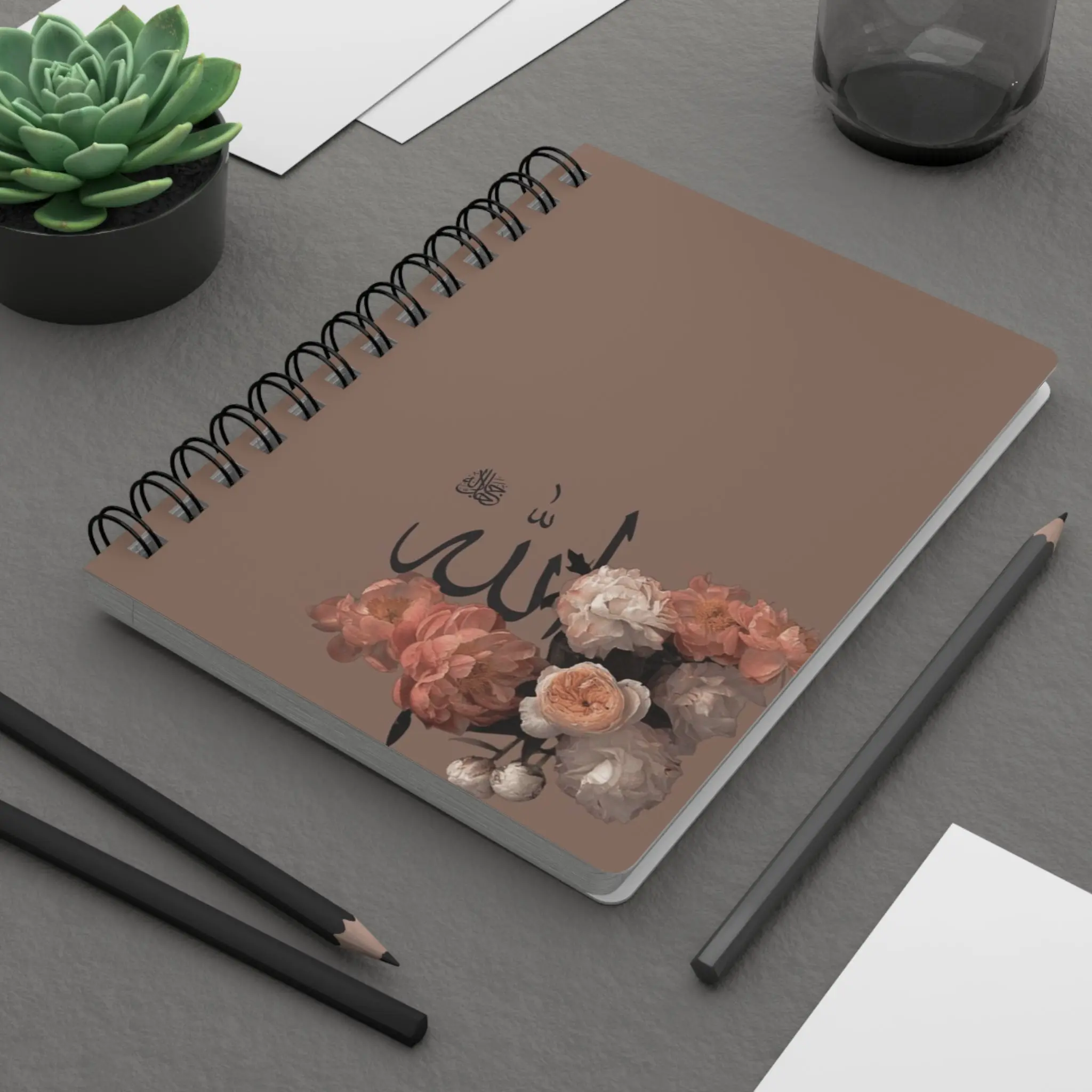 Islamic-Themed Muslimah Journal Notebook - 1-Size Non-Customized Metal Spiral Bound Office Stationery, 90gsm Paper Planner with 150 Lined Pages (75 Sheets), Crisp Printing Religious Celebrations Gift for Her