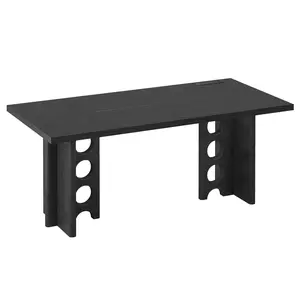 63 inch Dining Table for 4 People with Built-In Charging Hub Black