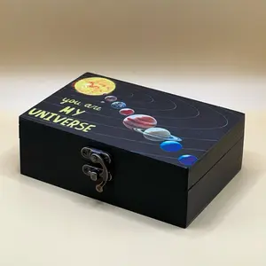Chicago Custom Print Custom Memory Box - Durable Wooden Storage Organizer with Hinged Lid, Soft Felt Lining, and Unique Themed Design - Gift Organiser Container Decorative