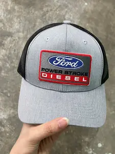 Vintage Super Duty Diesel Trucker Hat | Retro Heavy Duty Power Pickup Snapback Cap | Grey Heather Mechanic Garage Blue Collar Style Mesh Baseball Hat