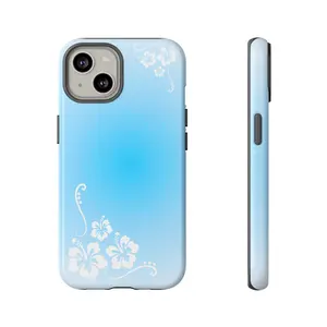Y2K Blue Aura Hibiscus Flower Summer Aesthetic Suitable for iPhone 17-11 Pro Max/Plus and  Samsung Galaxy S23-25