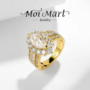 MoiMart Luxurious 2ct Marquise Cut Synthetic Moissanite Statement Ring – Cocktail Ring in S925 Silver, Perfect Gift for Weddings, Anniversaries