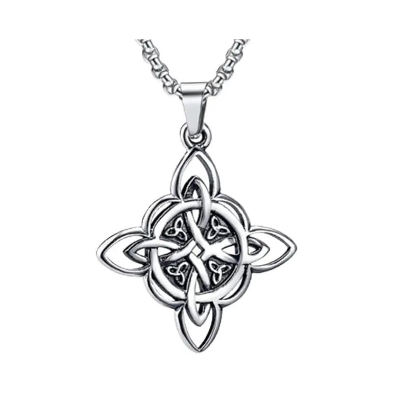 Witches Knot Necklace, Celtic Knot Pendant with Triquetra Trinity