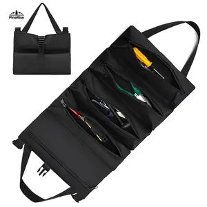 Portable Canvas Tool Roll Bag - Durable Multifunctional Storage Pouch for Electricians, Outdoor Bicycle Maintenance (Cycling Tool Kit Organizer)