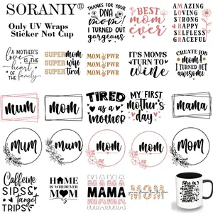 UV DTF Cup Transfer Stickers - 24Pcs/Set Mom Quotes Theme UV DTF 16OZ DIY Mug Transfer Stickers For Cups Water Bottles Glass Jars Laptop Home Decoration DIY High Viscosity Transfer Paper Easy Peel HD Printing Crafts Exquisite Gift