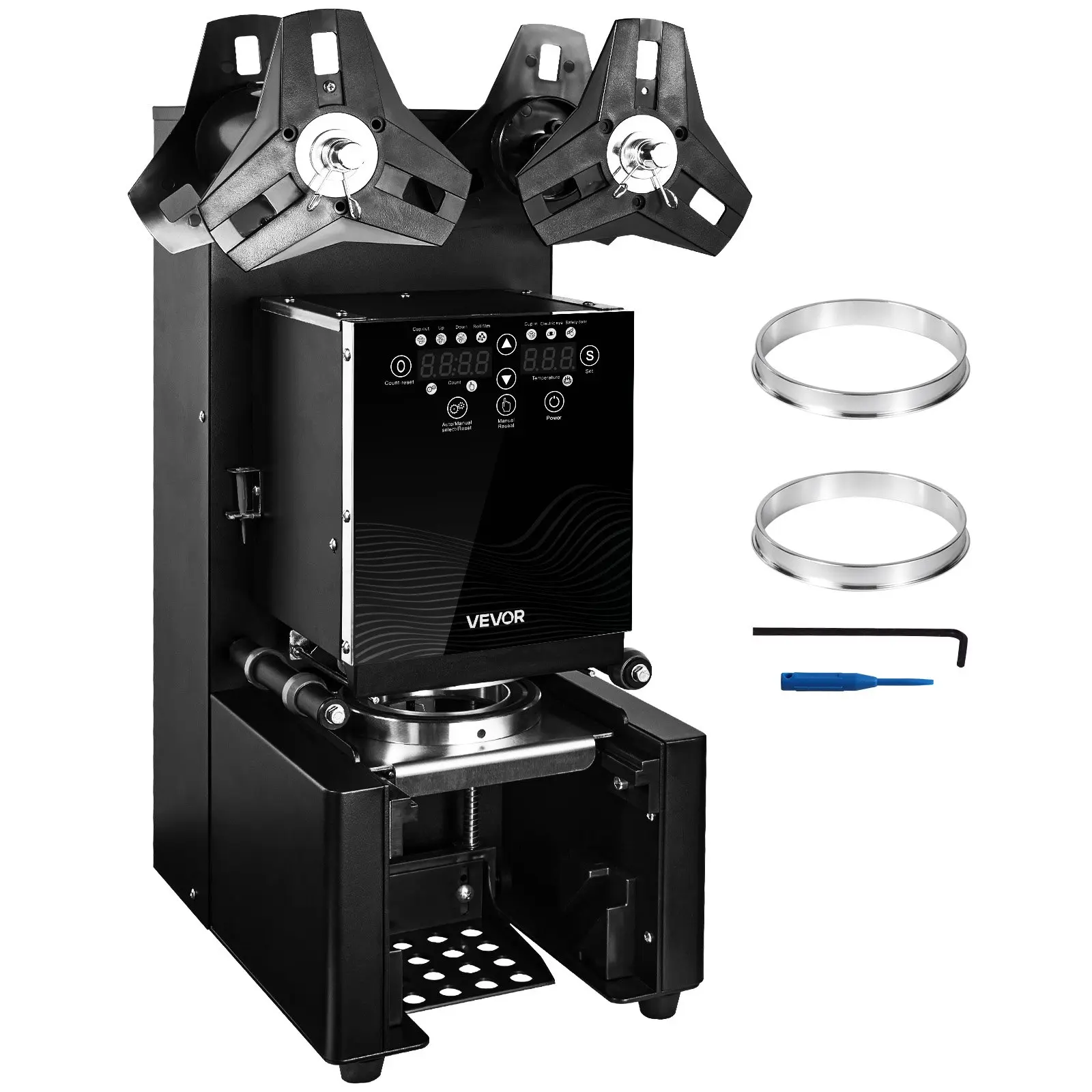 VEVOR Fully Automatic Cup Sealing Machine, 500-650 Cups/H, Cup Sealer Machine for 190 mm Tall & 90/95 mm Cup, 500-650 Cups/Hr, Black, Exhaust Needle