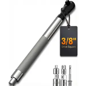 3/8" Offset Extension Wrench for Electric Drill, Impact Ratchet Extender for Tight Spaces, with 4 Adapters