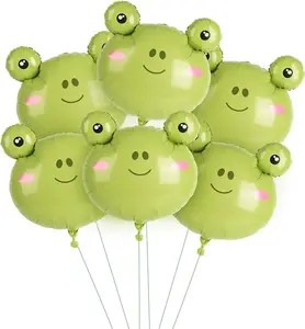 6pcs Frog Head Ballooons 25.2” Cute Green Frog Balloons for Safari Jungle Animal Theme Party Birthday Baby Shower Party Supplies
