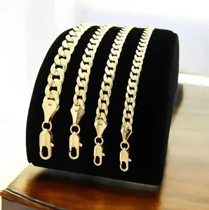 2026 MaxBling81 AAA+ Premium Quality High-End 14K Stamped Gold Brass Concave Textured Cuban Chain Necklace Jewelry Accessory Unisex Men Women 4mm~10mm 20" 24" 30"