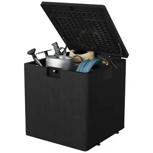 Weatherproof & Lockable Outdoor Storage Box - 28 Gallon Resin Deck Box for Patio, Garden, Poolside - Waterproof, UV Resistant, Secure Storage for Cushions, Garden Tools, Accessories, Package Delivery - Brown