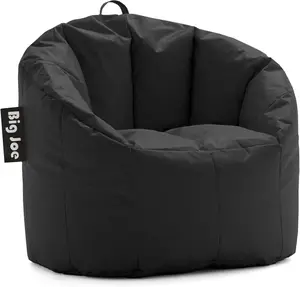 X&D Armless Pre-Assembled Single-Seat Modern Bean Bag Chair - Stretch Limo Black Smartmax Nylon Fabric, Sturdy Beanbag Lounge