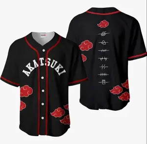 Full Print Akatsuki Naruto Otaku Cosplay Shirt Anime Baseball Jersey Anime Sport Jersey Shirt Summer Gift For Him and For Her Gift For Baseball Fan Lover