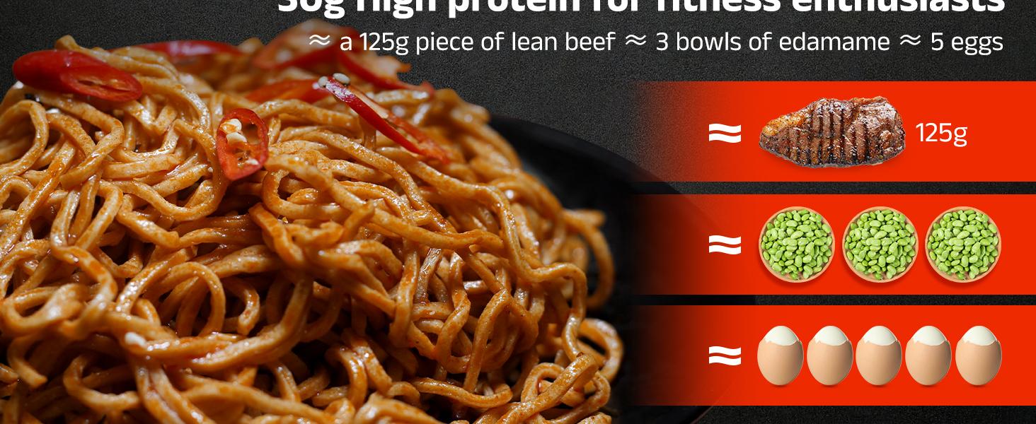 Healspot Upgraded High Protein Dry Tossed Ramen—31g Plant-Based Protein, Low Fat, Low Carb, Keto Friendly, Plant Based, Non GMO—Flavor Options: Spicy Buldak, Hot Pot or Sesame Sauce