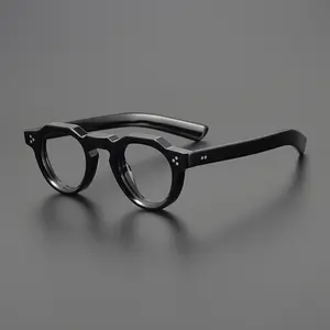 Handmade Acetate Japanese Eyeglass Frames for Women & Men Full Rim Reading Glasses Black Spectacles