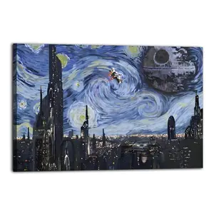 OneStarry Night And Star WarsDecorative Posters,Stylish and Creative Wall Decorations, Suitable for Bedrooms, Offices, Apartments, Dormitories, Etc,Art Prints. opossum humor artwork crystal  wood family  canvas painting  gift scribbler poster  truck  girl