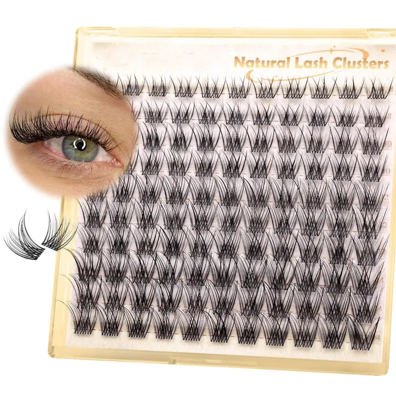 DIY Transparent Strip False Eyelashes, DIY Eyelash Clusters, Natural Volume Cat Eye D Curl for Beginners, 110pcs Multi-Style Length 8-14mm