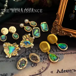 Aurora Shell~Vintage French Retro Abalone Shell Earrings Collection, Artistic Light Luxury Palace Style Earrings