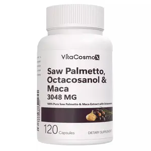 VitaCosmoX Saw Palmetto Complex with Maca & Octacosanol 3048 MG - 120 Vegan Capsules for Men's Wellness Support