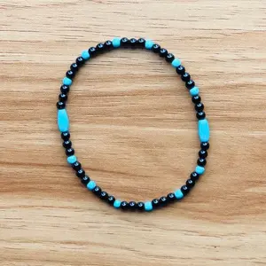Black Tourmaline and Turquoise Anklet for Women