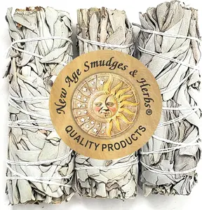 (Pack of 3)-New Age Smudges & Herbs -Premium California White Sage Incense 4 Inches Long. Home Cleansing Incense,Fragrance,Meditation,Smudging Rituals.California Smudge Sticks Rituals -4 Inch New Age Imports, Inc.