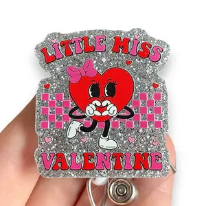 Glitter My Badge Valentine’s Day heart badge reel for nurse and hospital workers. Badge clip Badge pull - Retractable swivel clip with a 360 rotation. Great gift for coworker.