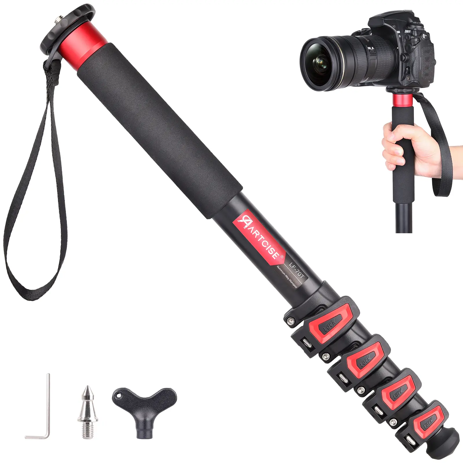 ARTCISE LF70T 67-Inch Camera Monopod Professional Aluminium Alloy Photography Monopod for Cameras Canon, Nikon & Sony Mirrorless & DSLR, Max Load 33Lbs (Max Tube Diameter 32mm)