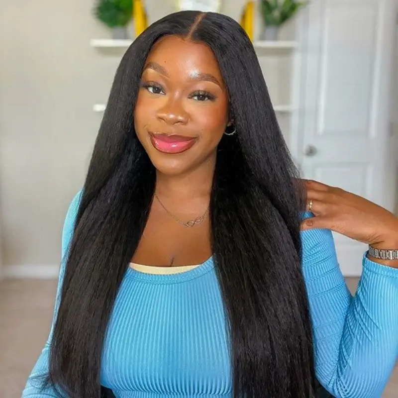 【Live Benefits】ISEE HAIR Wear Go Yaki Straight Glueless Wigs Human Hair 7*5 HD Lace Front Wigs Pre Plucked Tiny Knots Glueless Human Wigs Beginners Friendly Vacation Hair #SummerWins #DealsForYouDays